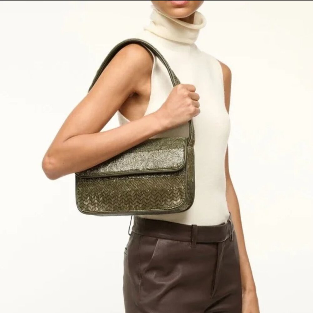 STAUD Tommy Beaded Bag in Avocado - Picture 2 of 11